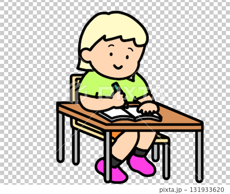 金髮女孩在筆記本上寫字 金髮女孩在筆記本上寫字 131933620