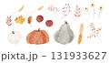 秋の収穫をイメージしたイラストのセット　水彩風 131933627