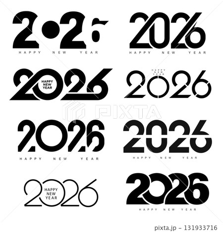 Modern Happy New Year 2026 logo design collection. Vector Modern Happy New Year 2026 logo design collection. Vector 131933716