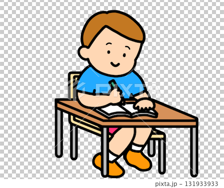 ノートに書く茶髪の男の子 ノートに書く茶髪の男の子 131933933