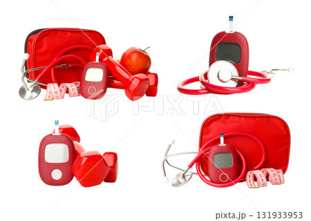 Diabetes tools and healthy food collection, isolated, PNG Diabetes tools and healthy food collection, isolated, PNG 131933953