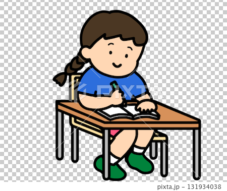 Asian girl writing in a notebook 131934038