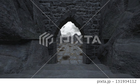 修道女の像がある中庭 131934112