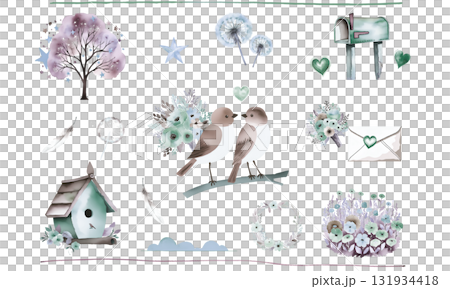 小鳥の可愛い自然素材セット 小鳥の可愛い自然素材セット 131934418