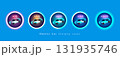 EV Battery Charge Progress Icons, Electric Car Charging Levels 0 to 100 Percent, Futuristic Neon Dashboard UI Concept 131935746