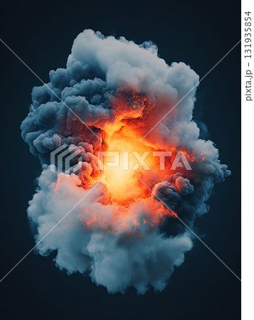 Fire and smoke effect glowing red and yellow colors exploding. AI Generated. Fire and smoke effect glowing red and yellow colors exploding. AI Generated. 131935854