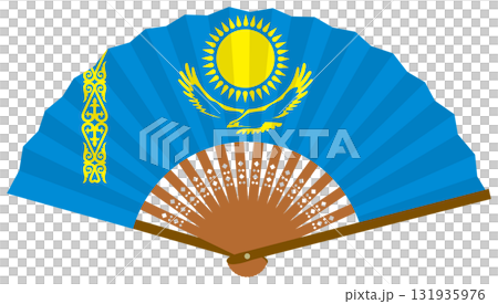 A fan with the Kazakhstan flag pattern A fan with the Kazakhstan flag pattern 131935976