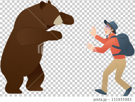 A scared man is attacked by a bear 131935983