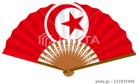 チュニジアの国旗柄の扇子 131935998