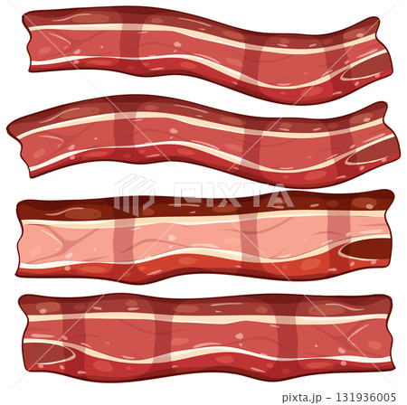 Four Strips of Cooked Bacon Vector Illustration 131936005