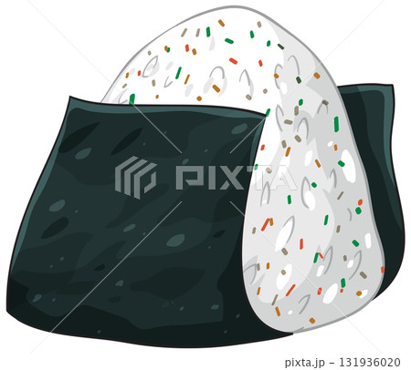 Japanese Rice Ball Onigiri with Seaweed Vector Illustration 131936020