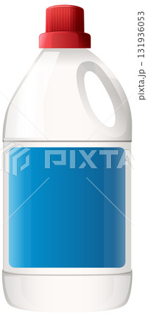 Plastic Cleaner Bottle with Red Cap and Blue Label 131936053