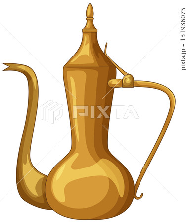 Traditional Middle Eastern Brass Coffee Pot Vector Illustration Traditional Middle Eastern Brass Coffee Pot Vector Illustration 131936075