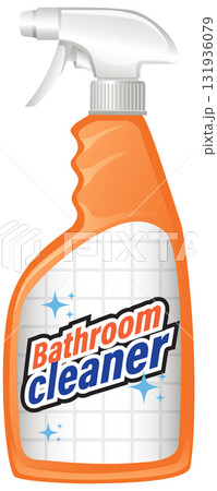 Orange Spray Bottle Bathroom Cleaner on Tiled Background Orange Spray Bottle Bathroom Cleaner on Tiled Background 131936079