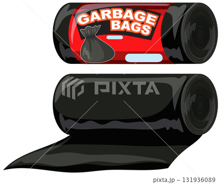 Black Garbage Bag Roll with Red Packaging Label 131936089
