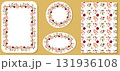 Warm Floral Wreaths and Seamless Autumn Pattern on Yellow 131936108
