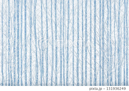 青と白で描く雪竹林の背景素材 131936249