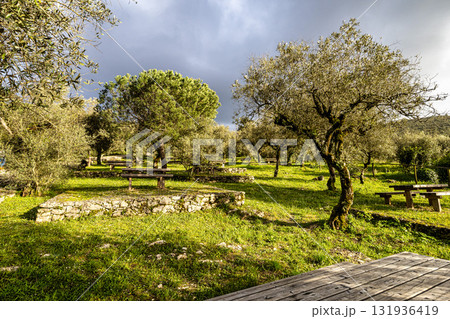 A 100m long Roman road in Alqueidao da Serra near Porto de Mos in Portugal 131936419