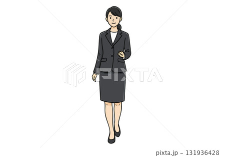 笑顔で歩くビジネスウーマン(全身・シンプルカラー) 笑顔で歩くビジネスウーマン(全身・シンプルカラー) 131936428