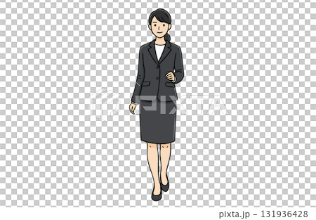 笑顔で歩くビジネスウーマン(全身・シンプルカラー) 笑顔で歩くビジネスウーマン(全身・シンプルカラー) 131936428
