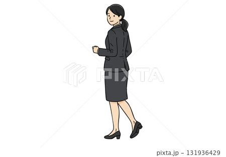 前向きに歩き出すビジネスウーマン(全身・シンプルカラー) 前向きに歩き出すビジネスウーマン(全身・シンプルカラー) 131936429