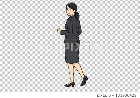 向前走的女商人（全身，簡單的顏色） 131936429