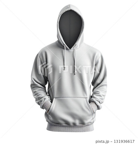 Stylish white hoodie mockup with a modern street wear vibe for apparel design templates and showcasing your brand's logo or custom artwork on clothing 131936617