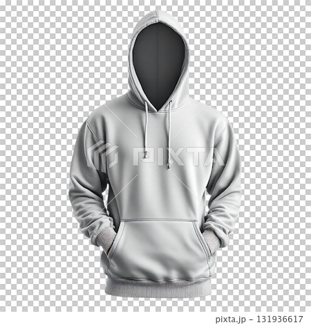 Stylish white hoodie mockup with a modern street wear vibe for apparel design templates and showcasing your brand's logo or custom artwork on clothing 131936617