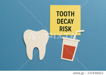 Paper cut tooth with sugary drink icon and...のイラスト素材 [131936822] - PIXTA