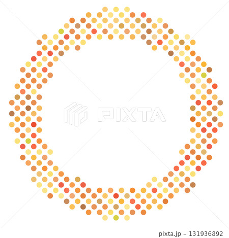 小さなドットをランダムに配色した秋イメージの円形フレーム素材 小さなドットをランダムに配色した秋イメージの円形フレーム素材 131936892