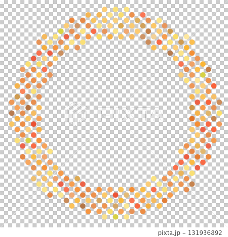 小さなドットをランダムに配色した秋イメージの円形フレーム素材 小さなドットをランダムに配色した秋イメージの円形フレーム素材 131936892