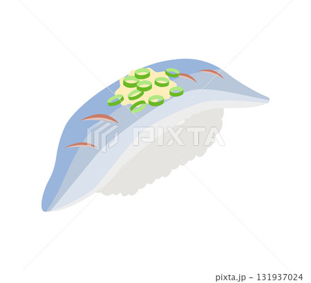 シンプルな鯵の寿司のイラスト　ベクター 131937024