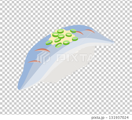 シンプルな鯵の寿司のイラスト　ベクター 131937024