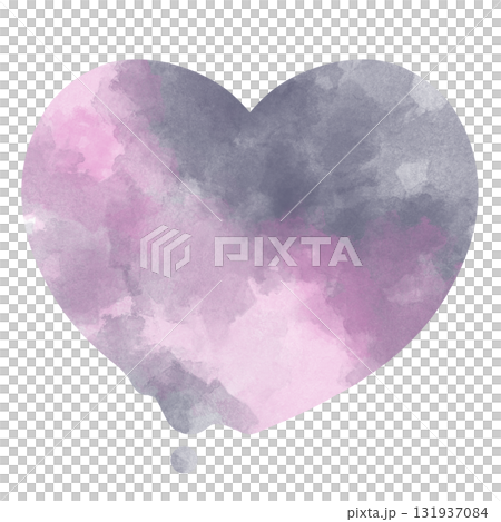 融化的心水彩素材黑與粉紅色 131937084