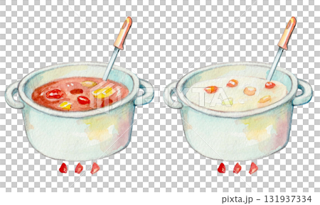 Watercolor curry and stew 131937334