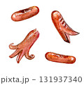 水彩で描いたソーセージ 131937340