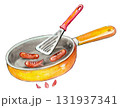 フライパンで焼いたソーセージ 131937341