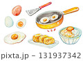 水彩で描いた卵料理 131937342