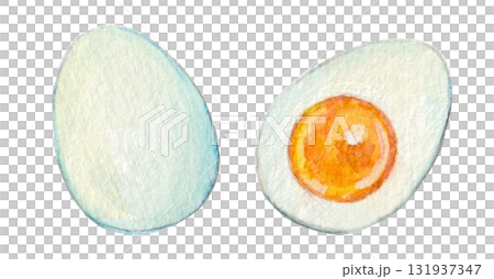 水彩で描いたゆで卵のイラスト 水彩で描いたゆで卵のイラスト 131937347
