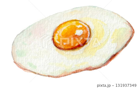 水彩で描いた目玉焼き 水彩で描いた目玉焼き 131937349