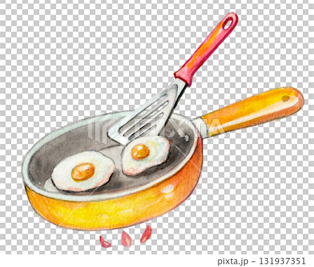 水彩で描いた目玉焼き 131937351