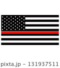 thin red line american flag. black white and red american flag honoring firefighters. flat style 131937511