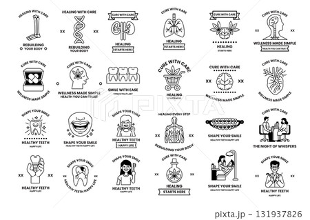 A collection of images with the words "Health Care" written on them 131937826