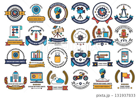 A collection of black and white logos and symbols 131937833