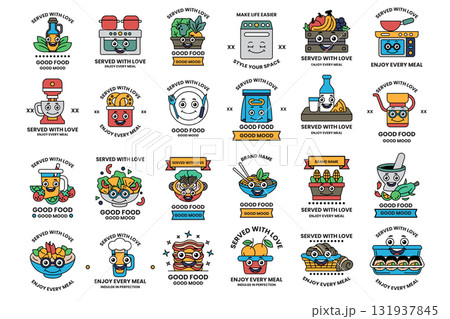 A collection of cartoon images of food and eating A collection of cartoon images of food and eating 131937845