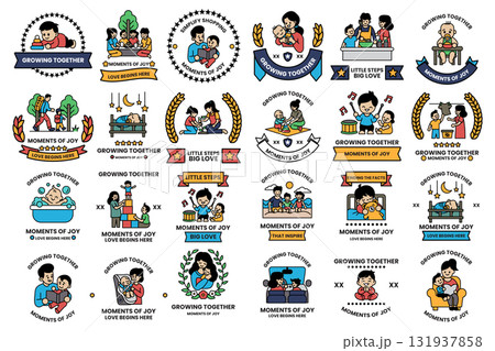 A collection of images of children and adults, some of which are holding hands 131937858