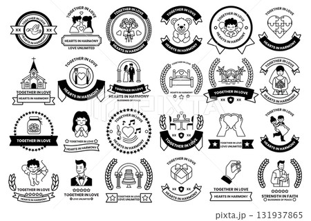 A collection of black and white symbols and shapes 131937865