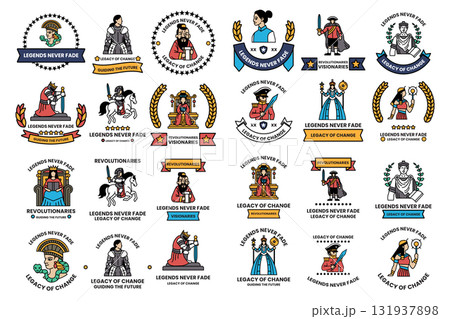 A collection of logos and symbols, including one that says "Legends Never Die" 131937898