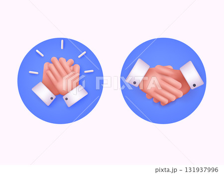 Business man handshake and clapping. 3D Web Vector Illustrations. 131937996