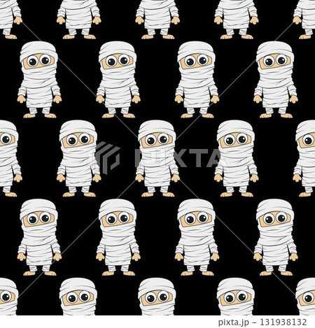 Seamless pattern with cute mummy. 131938132